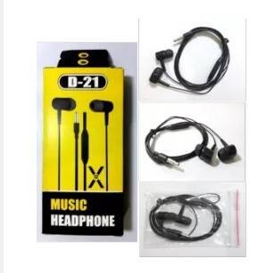 D21 Universal 3.5mm Dual Speakers Heavy Bass Dynamic In-ear Sport Wired Earphone -Black