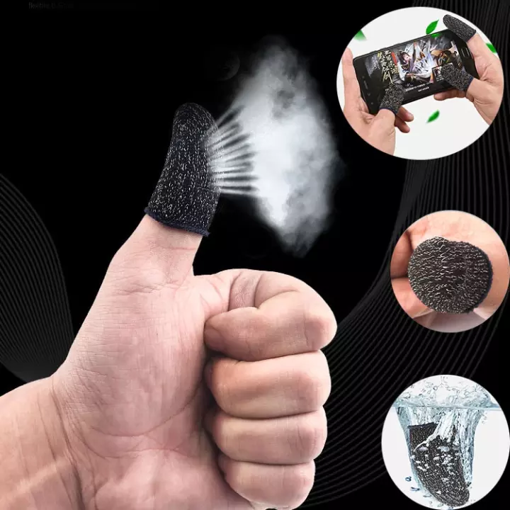 1 Pair Breathable Mobile Finger Sleeve Press Trigger Game Controller Sweatproof Gloves for PUBG Mobile Gaming